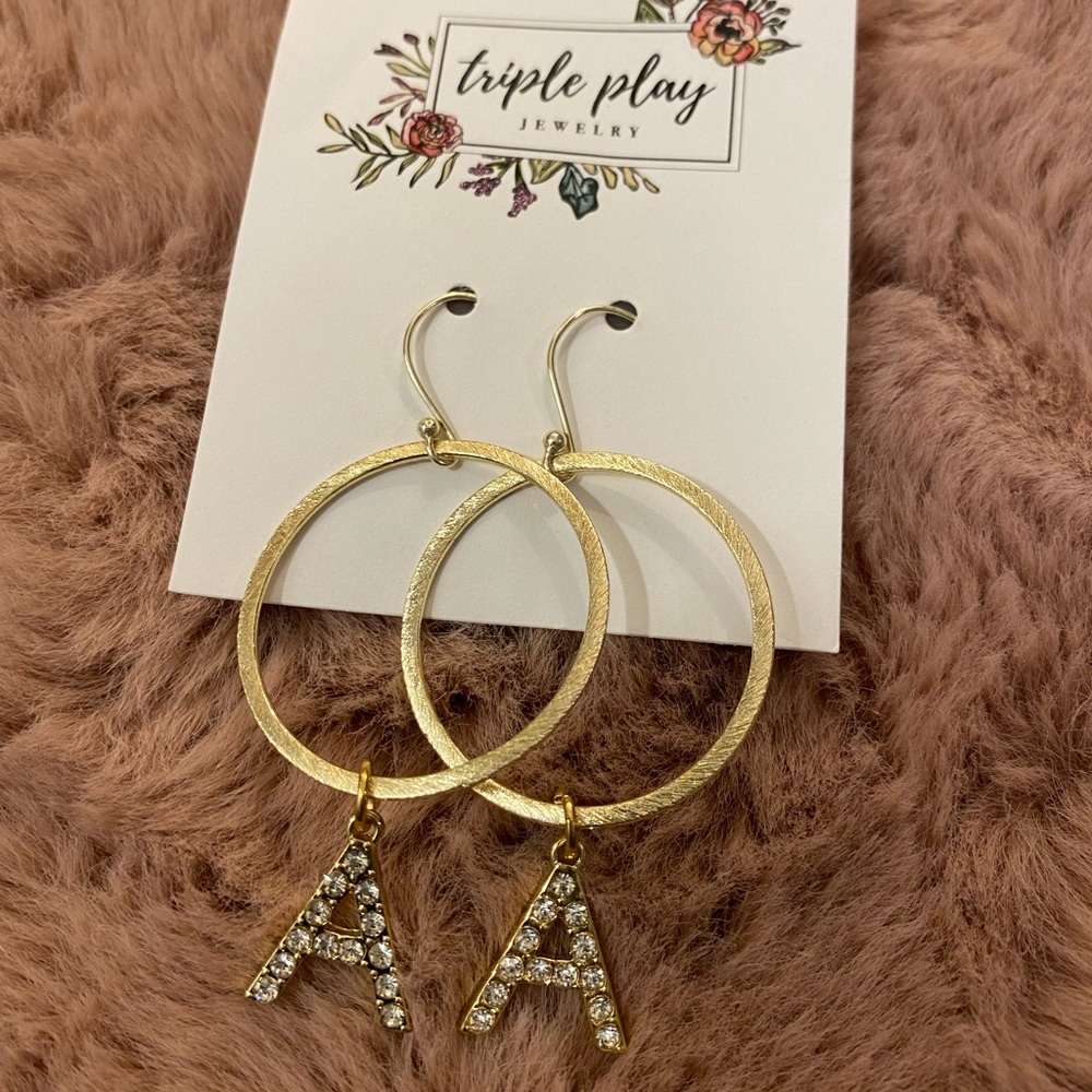 NIB! Triple Play Initial earrings
